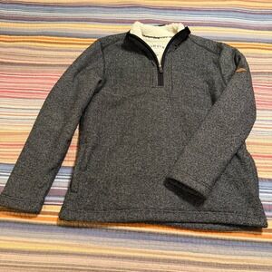 Orvis Mens Gray Textured Sherpa Lined Quarter Zip Pullover Sweater Small 1526440